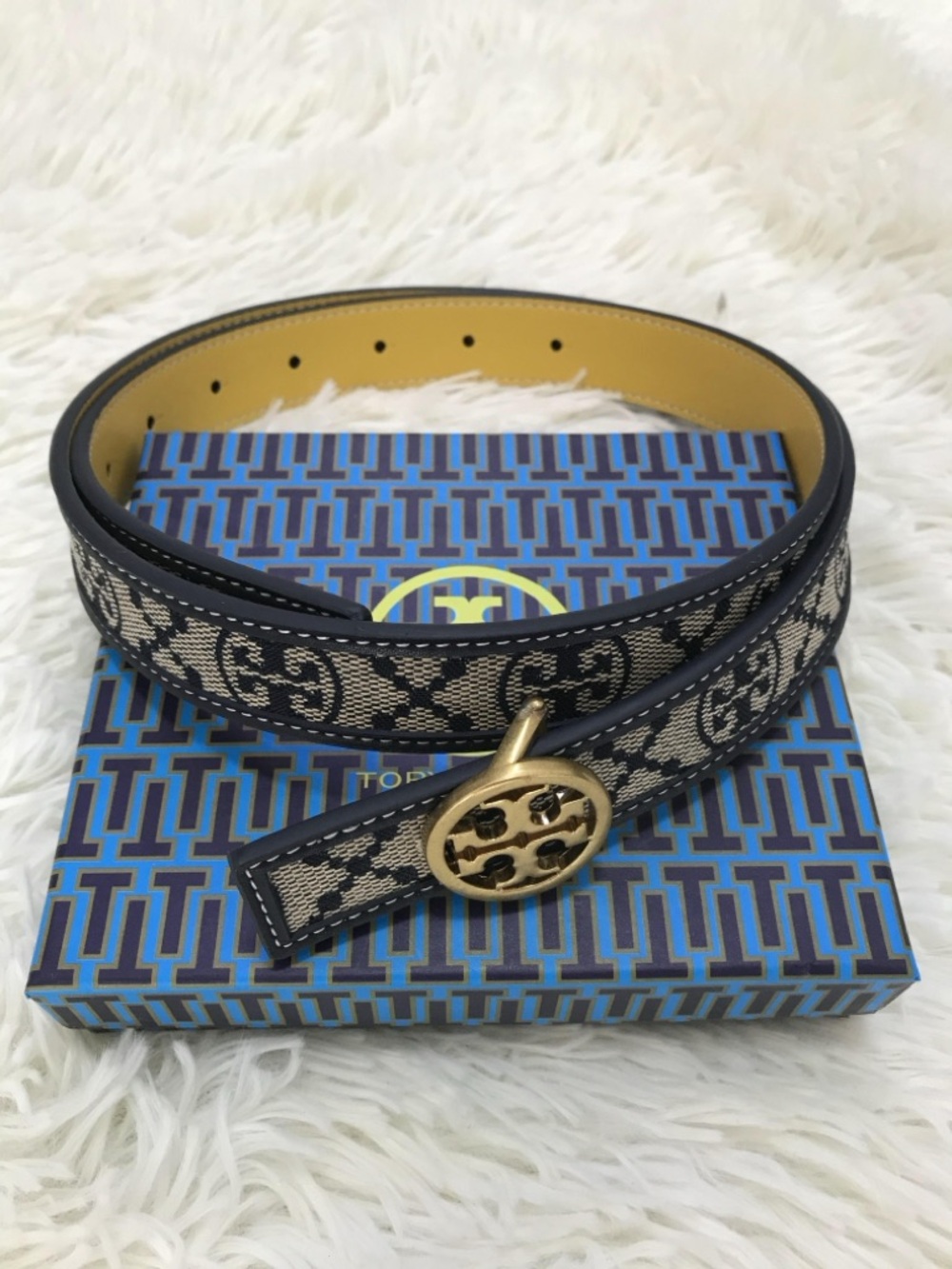 Tory Burch women's T Monogram  Jacquard Belt